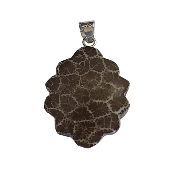 NEW Sponge Coral Brown Fancy Pendant in Sterling Silver - Picture 7 of 11